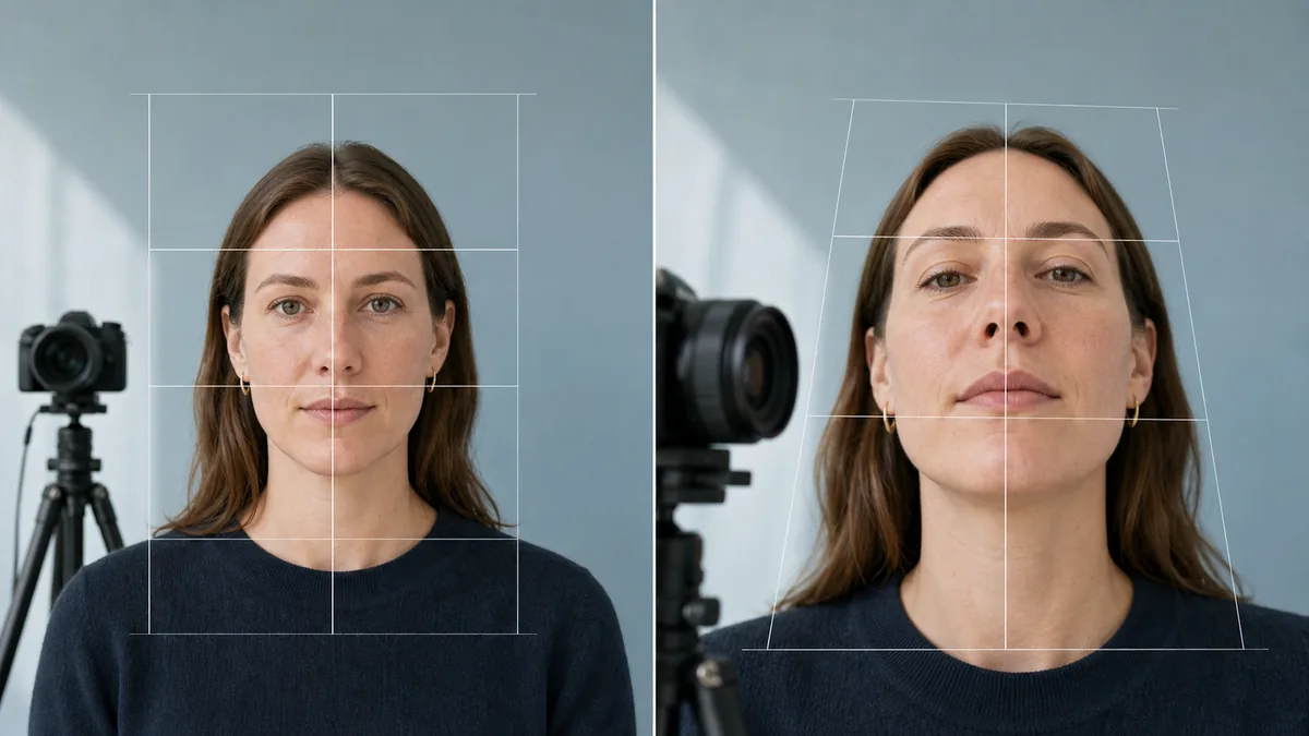 Neutrales Frontalporträt-Setup für wiederholbare Fotomessungen des Mittelgesichts